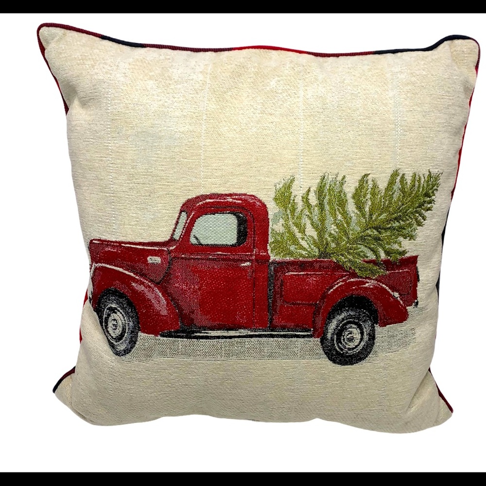 Christmas Pillow Red Truck Tree Delivery Buffalo 20X20